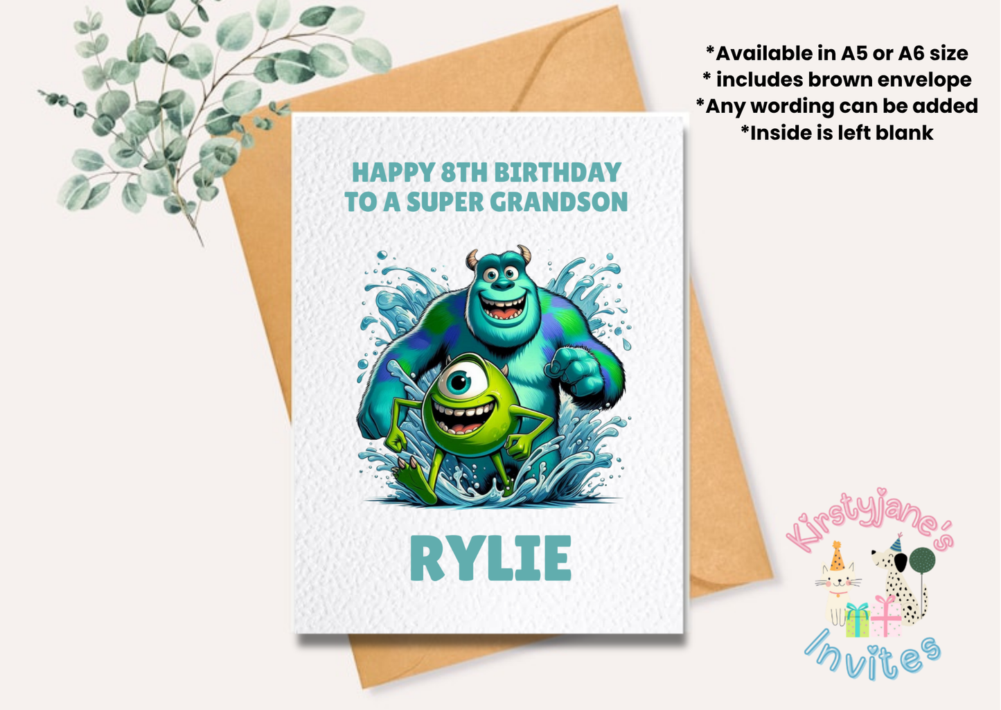 Birthday greetings card Disney Monsters Inc