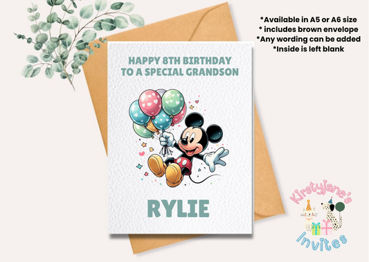 Birthday greetings card Disney Mickey Mouse