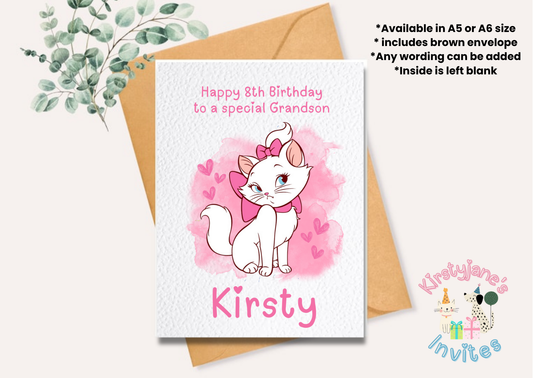 Birthday greetings card Pink Girls disney aristocats marie