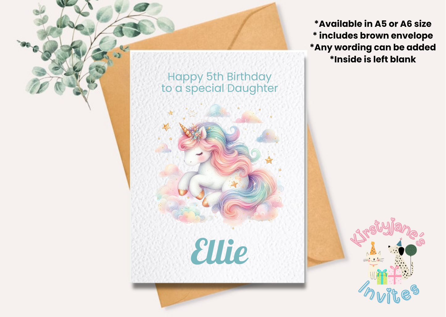 Birthday greetings card rainbow unicorn