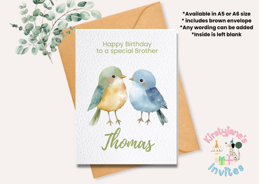 Birthday greetings card birds