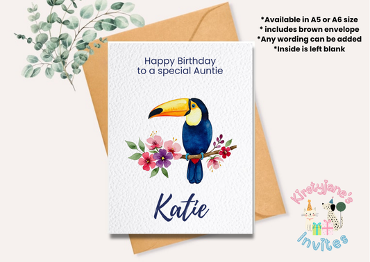 Birthday greetings card womens girls toucan bird