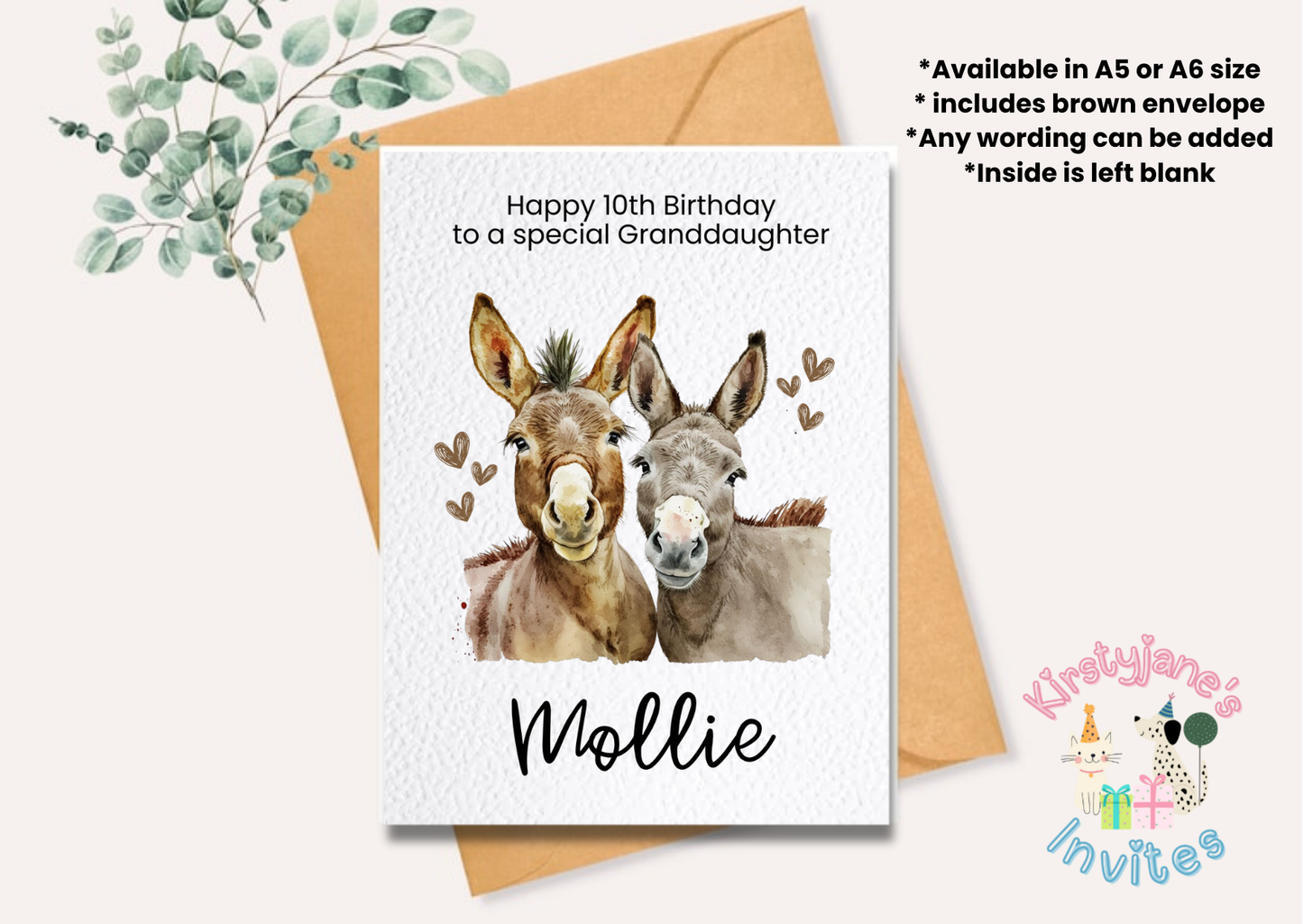 Birthday greetings card gifts girls womens boys men's donkey