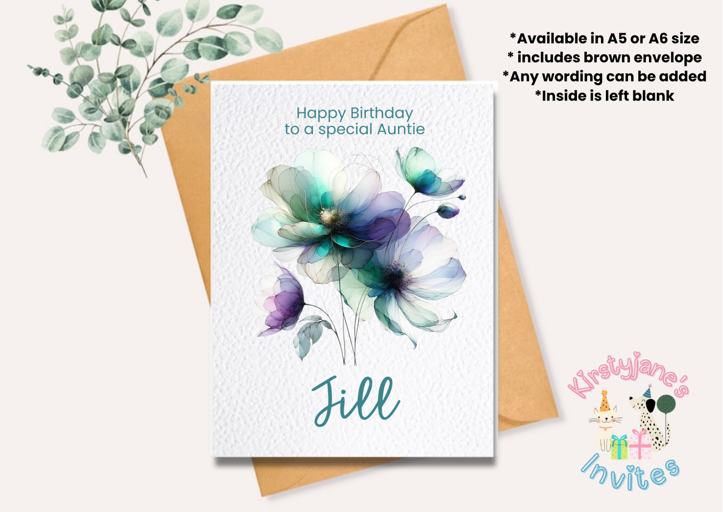 Birthday greetings card womens girls flower Christening baby shower baptism