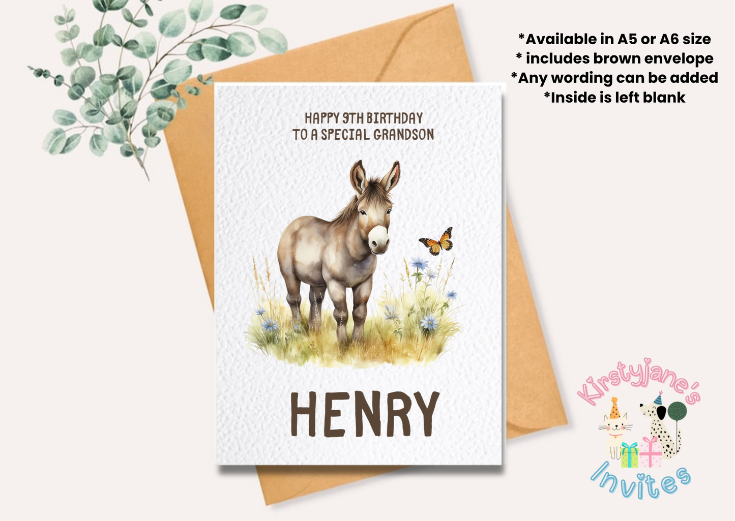 Birthday greetings card gifts girls womens boys men's donkey