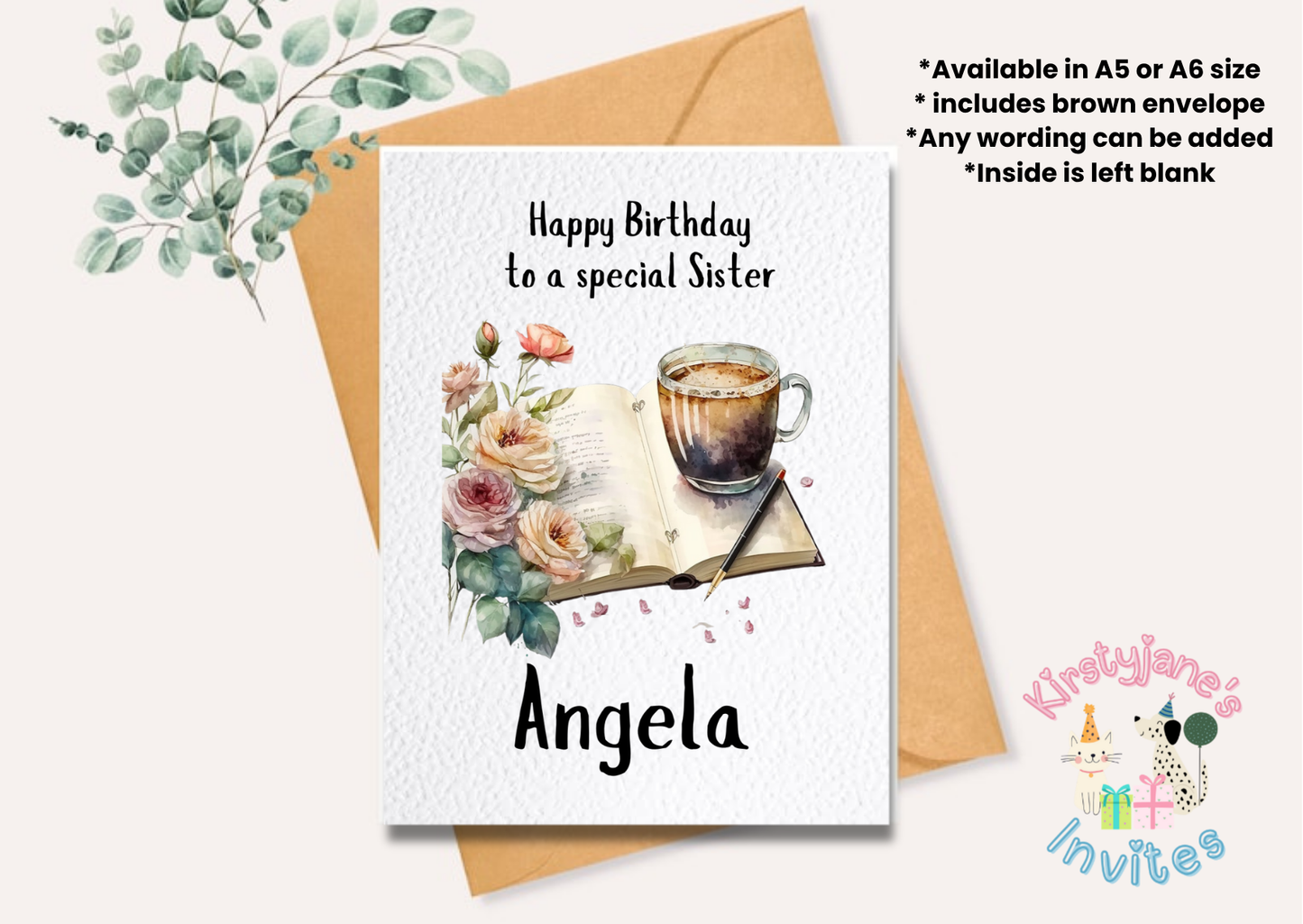 Birthday greetings card gifts girls women reading book flowers