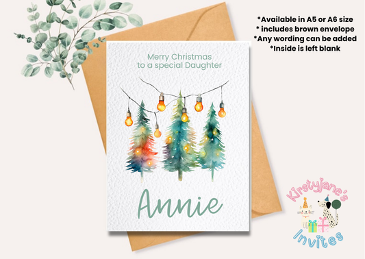 Christmas Xmas Birthday greetings card tree trees lights