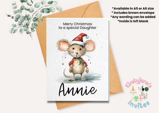 Christmas Xmas Birthday greetings card Santa Claus Father Christmas Mouse