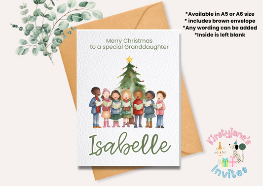 Christmas Xmas Birthday greetings card Carol singers
