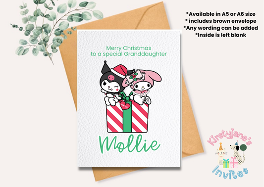 Christmas Xmas Birthday greetings card Hello Kitty Kuromi My Melody