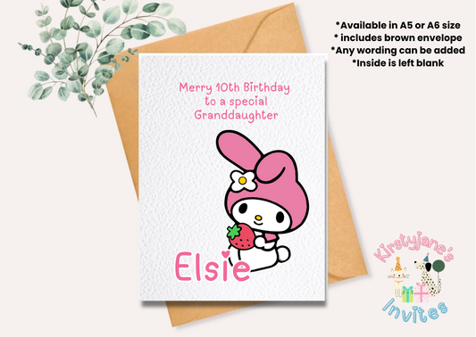 Birthday greetings card Hello kitty my melody