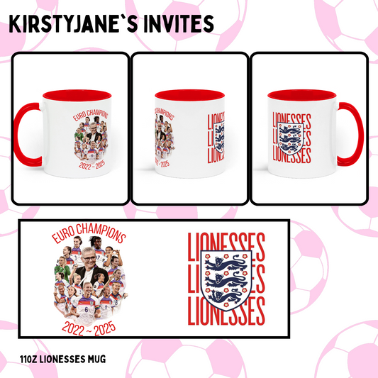 Lionesses England euro winners 2022 2025 mug