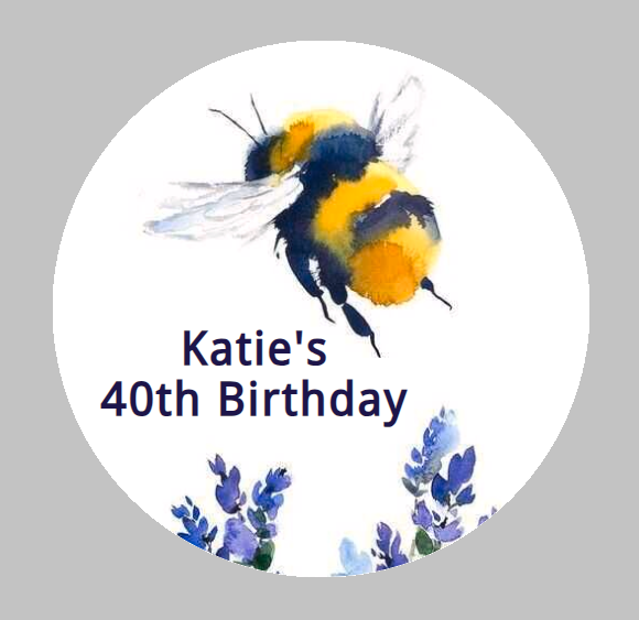 Personalised birthday party bumble bee stickers