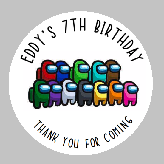 Personalised birthday party among us stickers