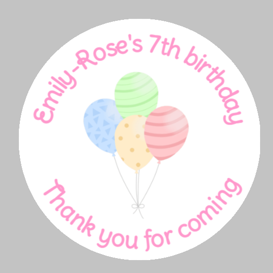 Personalised birthday party balloons stickers