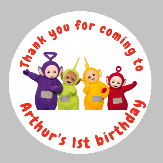 Personalised birthday party teletubbies stickers