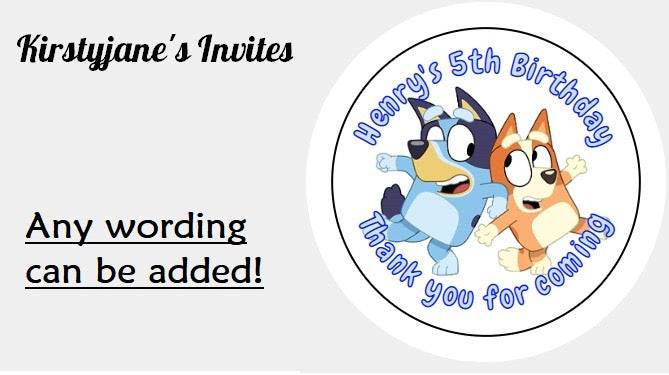 Personalised Christmas Xmas present stickers Bluey
