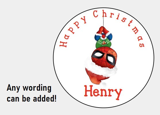 Personalised Christmas Xmas presents stickers spidey