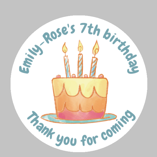 Personalised birthday party cake stickers