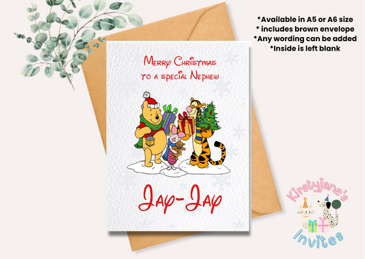 Christmas greetings card disney winnie the pooh tigger