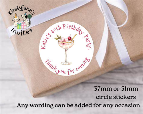 Personalised Christmas Xmas presents stickers Birthday Party Bag Favours cocktail womans
