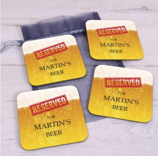 Personalised beer coaster fathers day x 4