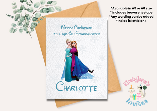 Christmas greetings card Disney Frozen Elsa Ana Olaf Sven