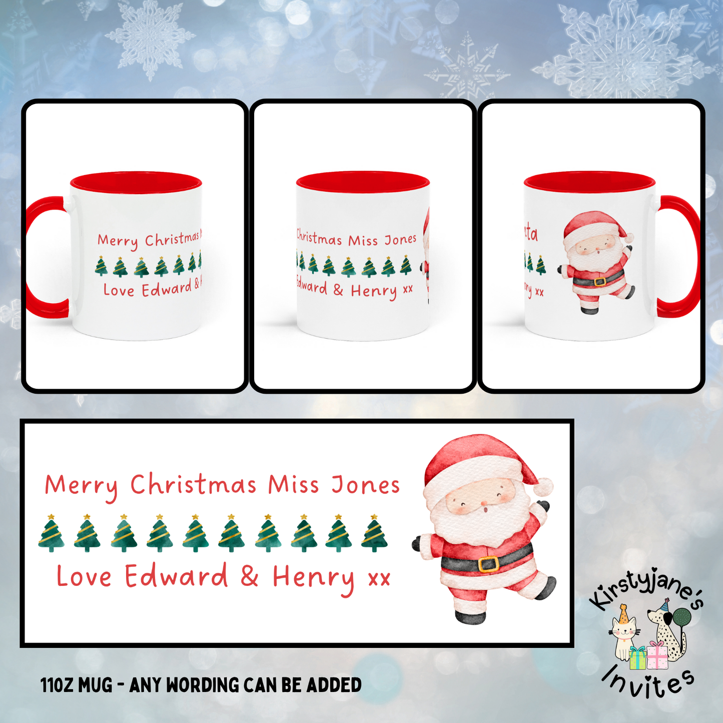 Father Christmas Santa Claus mug chirstmas gift mummy daddy nanny grandad auntie uncle son daughter teacher TA nursery worker