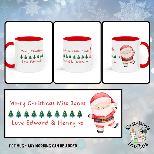 Father Christmas Santa Claus mug chirstmas gift mummy daddy nanny grandad auntie uncle son daughter teacher TA nursery worker