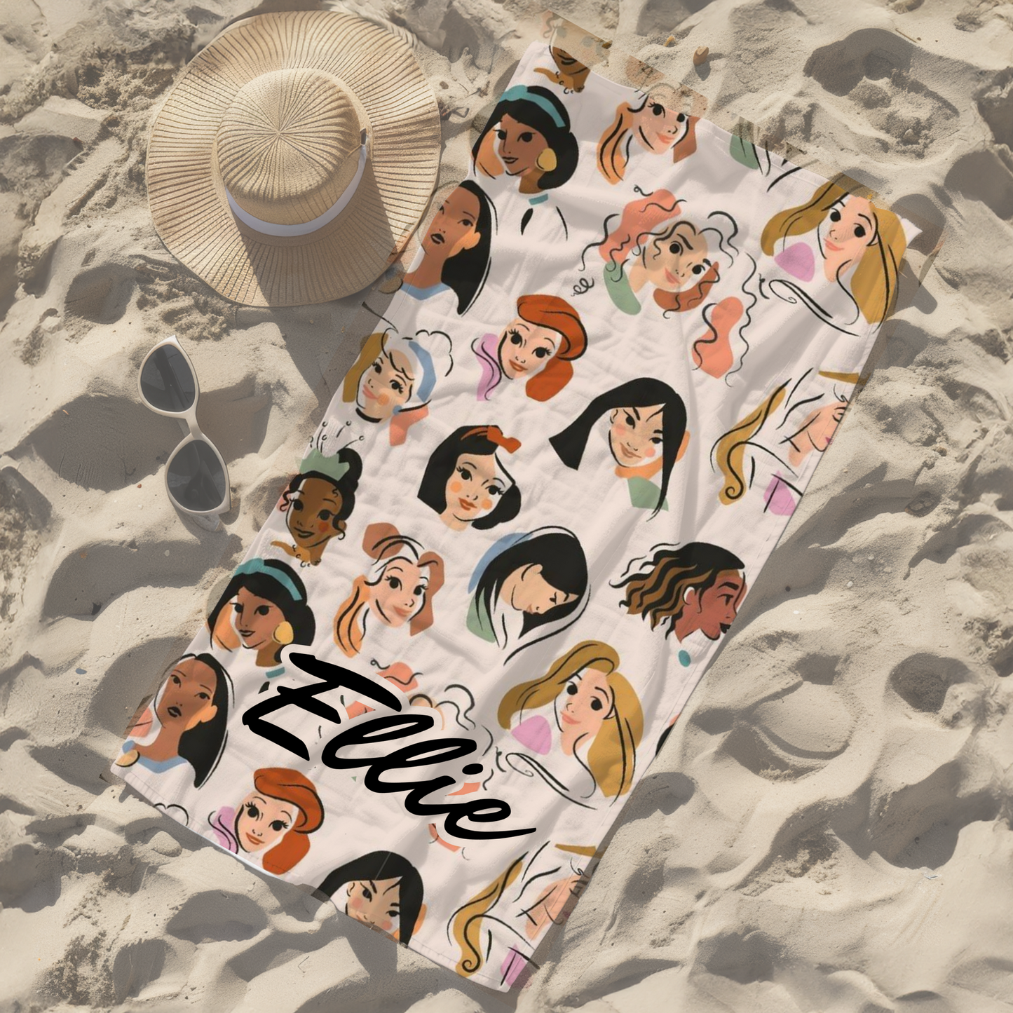 Personalised children's kid's women's towel Disney princess towel