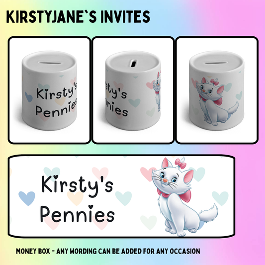 Personalised ceramic money box aristocats Marie