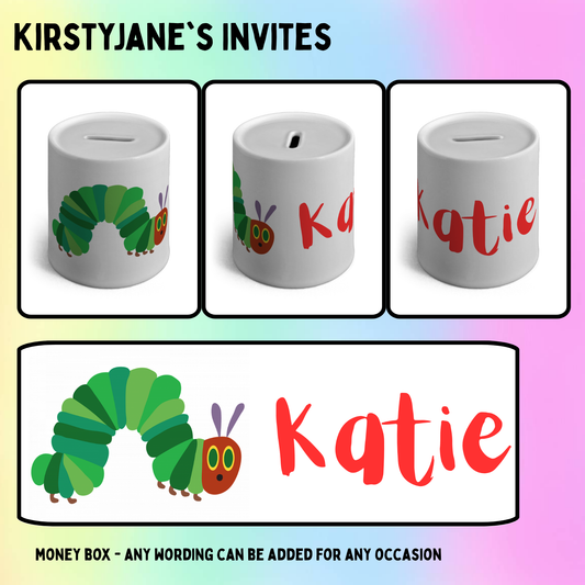 Personalised ceramic money box The Very Hungry Caterpillar