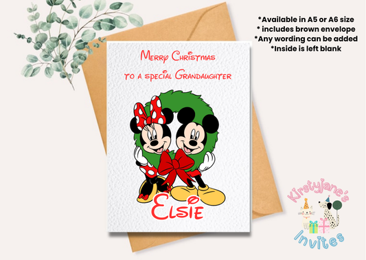 Christmas greetings card Disney mickey minnie mouse