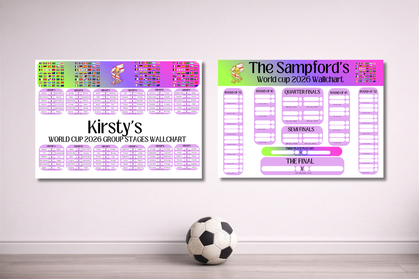 World cup 2026 wall chart planner - rainbow