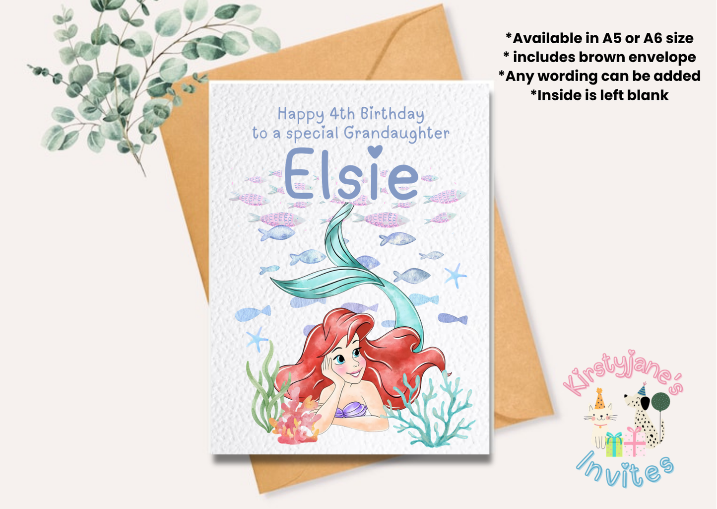 Birthday greetings card disney princess little mermaid ariel
