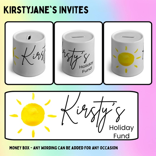 Personalised ceramic money box Mario holiday fund Sun summer