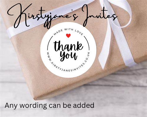 Personalised thank you business stickers party favours