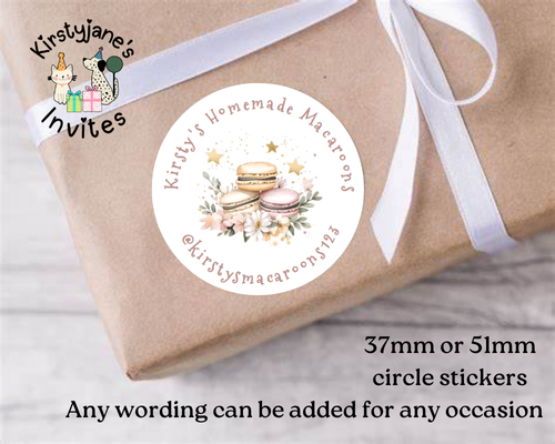 Personalised Christmas Xmas presents stickers Birthday Party Bag Favours macaroons macarons business