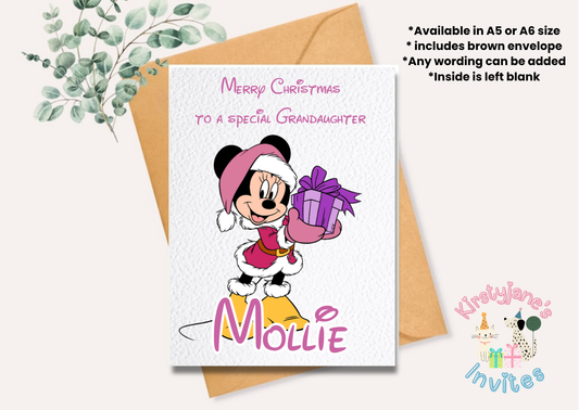 Christmas greetings card Disney mickey minnie mouse