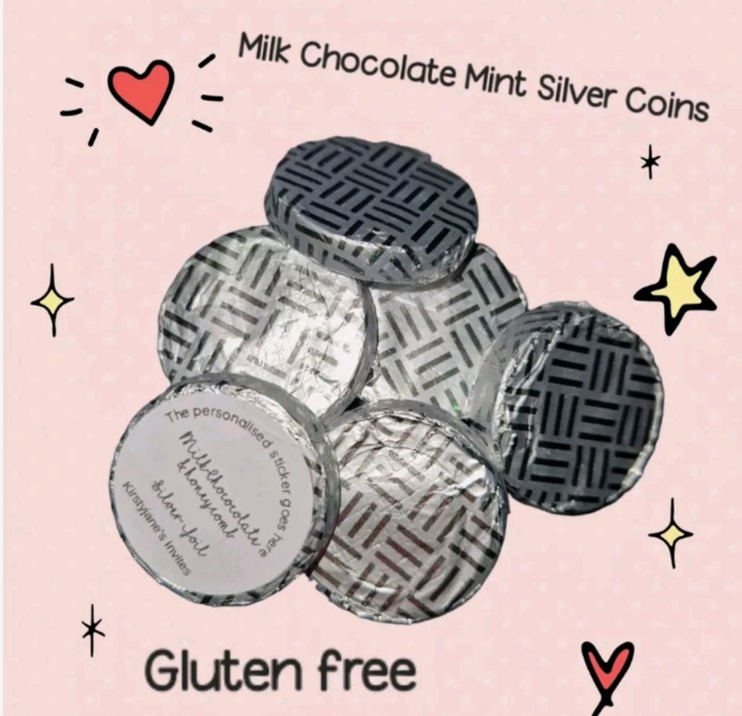 Personalised chocolate coins birthday party favours mens womens adults teenager 13 16 18 21 30 40 50 60 70 80