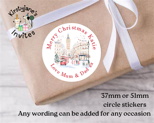 Personalised Christmas Xmas presents stickers Birthday Party Bag Favours london