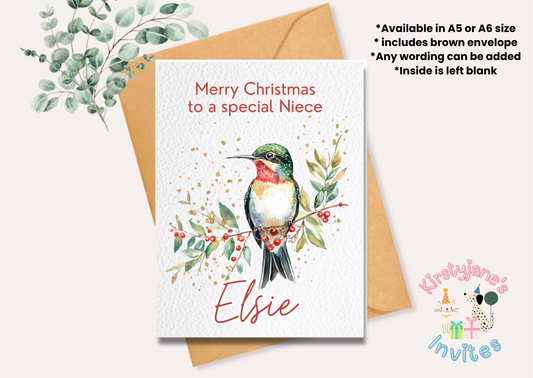 Christmas greetings card beautiful bird