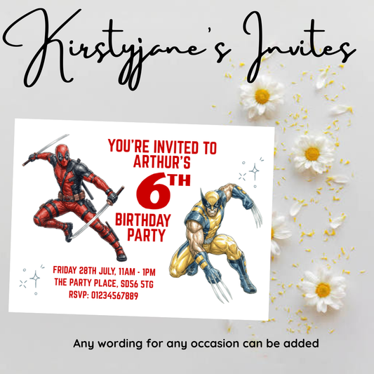 Personalised kids Boys superheroes superhero deadpool wolverine marvel disney