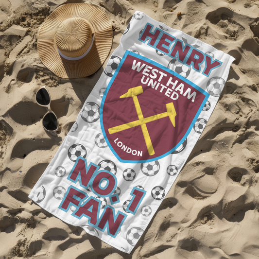 Personalised children's kids towel Football West Ham