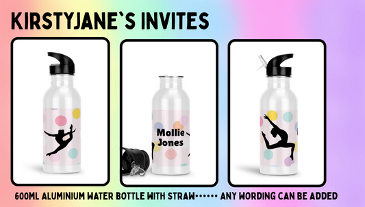 Personalised 600ml Aluminium drinks bottle with straw gymnastics gym
