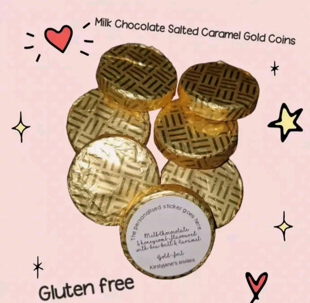 Personalised chocolate coins birthday party favours mens womens adults teenager 13 16 18 21 30 40 50 60 70 80