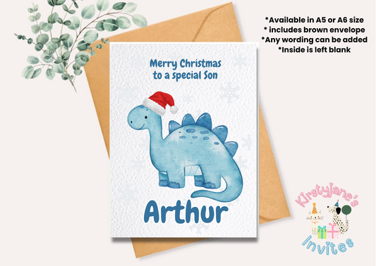 Christmas greetings card dinosaur dino