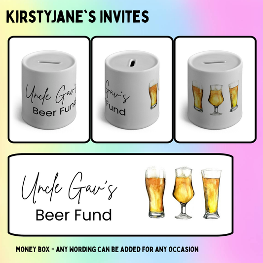 Personalised ceramic money box Mens Beer Fund