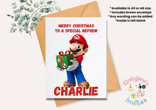 Christmas greetings card Super Mario Santa Claus Father Christmas