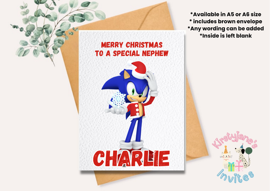 Christmas greetings card Sonic The Hedgehog Santa Claus Father Christmas